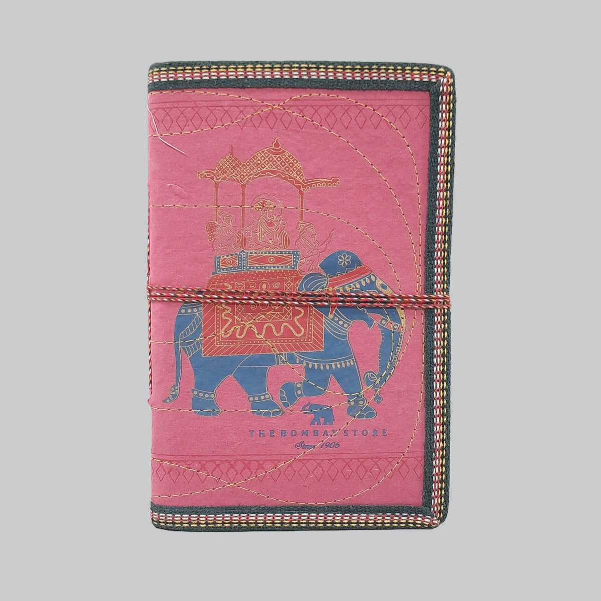 The Bombay Store Pink Molidora Diary With Center Stitch 6.30 X 9.85 In