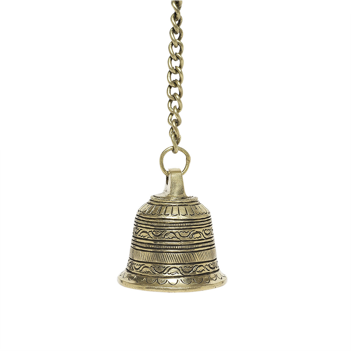 The Bombay Store Brass Engraved Temple Bell Small (Assorted Designs)