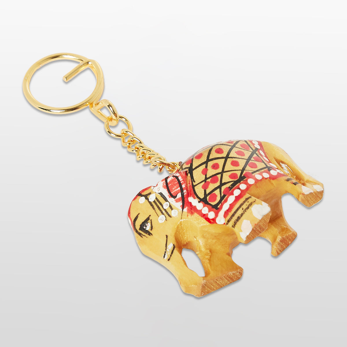 The Bombay Store Elephant Gold Painted Set of 4 Keychain Metal