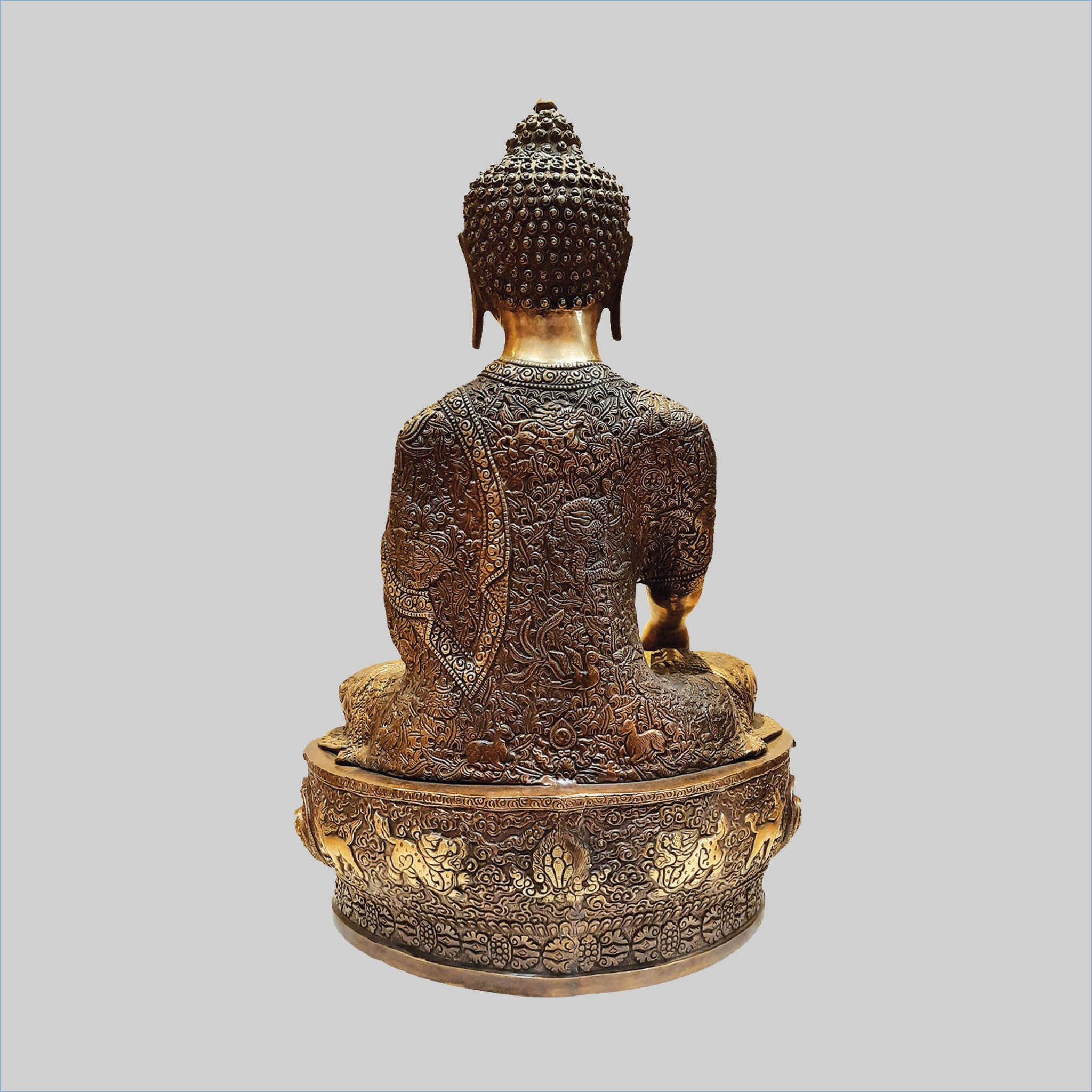 The Bombay Store Brass Sitting Buddha on Base 20 in
