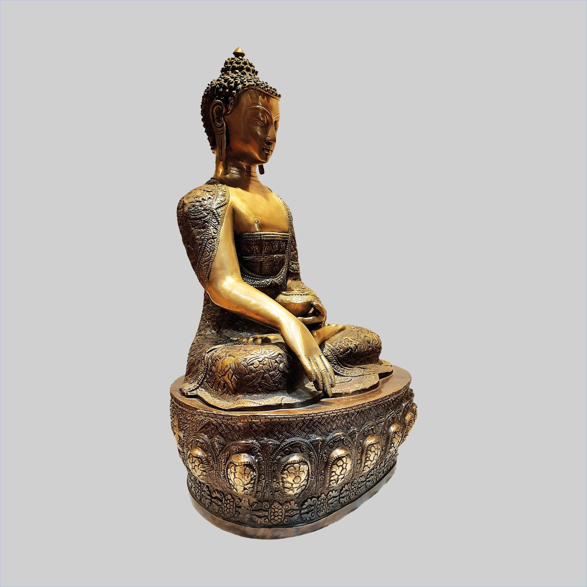 The Bombay Store Brass Sitting Buddha on Base 20 in