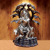 Load image into Gallery viewer, Brass Krishna Cow under Tree in Two Tone Finish 30 in