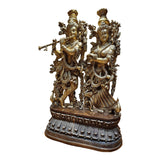 Load image into Gallery viewer, Brass Radha Krishna on Base with Two Tone Finish 19 in