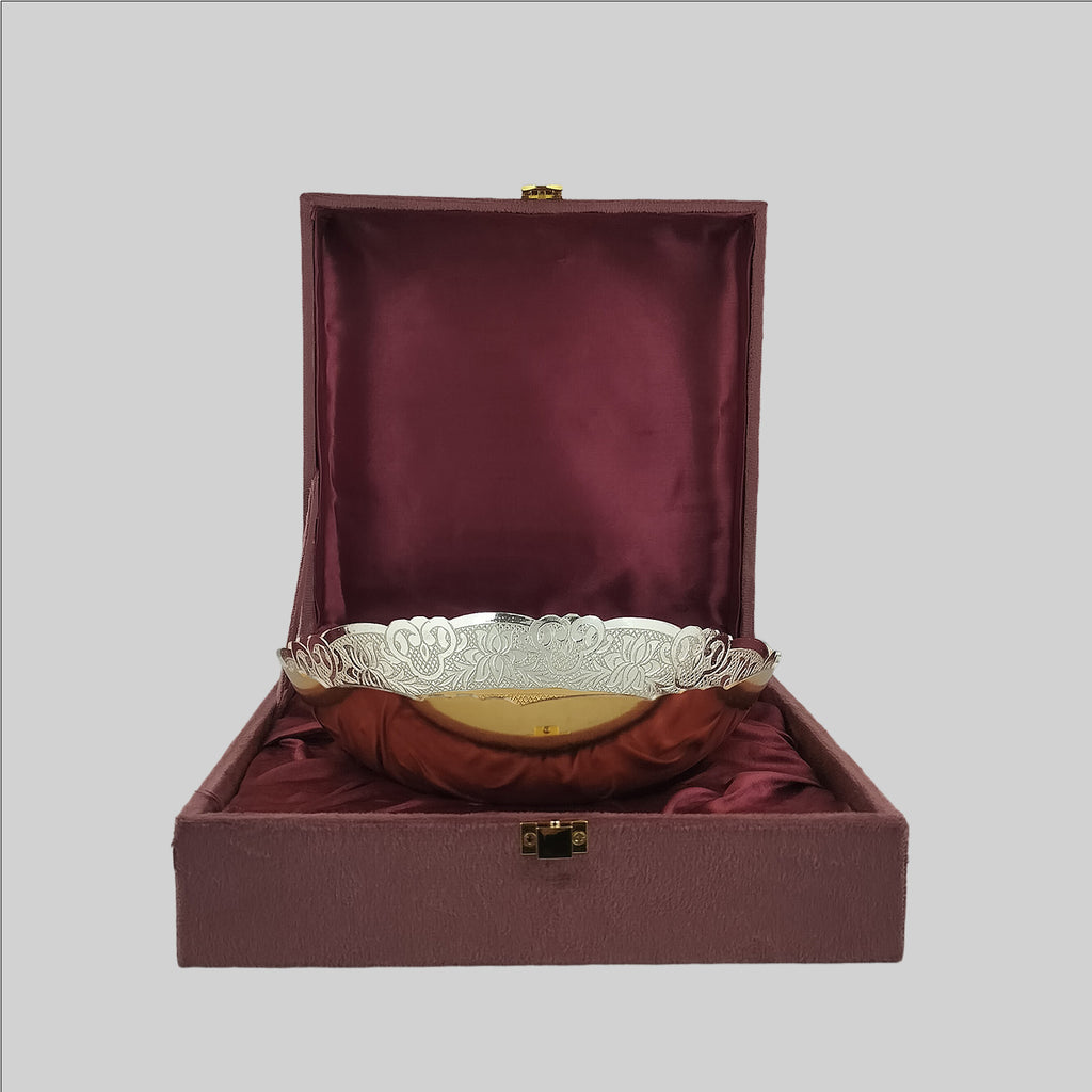 Gold & Silver Bowl with Box 7.5 in