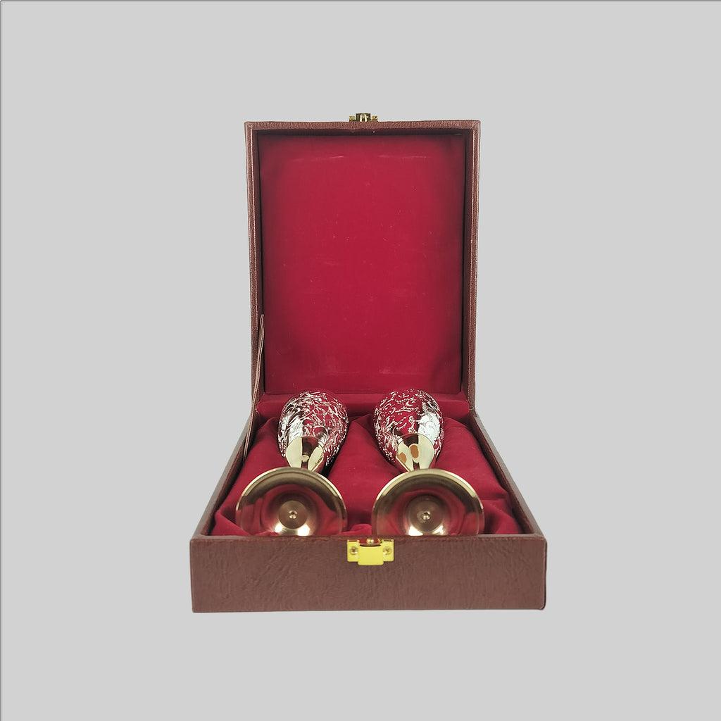 Brass Goblet Napeeri in Leather Box 6 in (S/2)