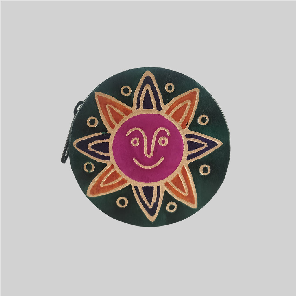 Shanti Niketan Leather Coin Box with Animals Design