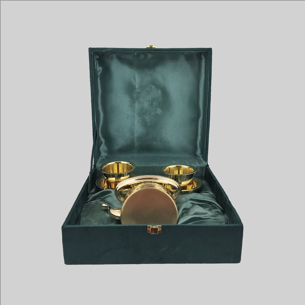 Brass Coffee Set with Box 5 in (S/5)