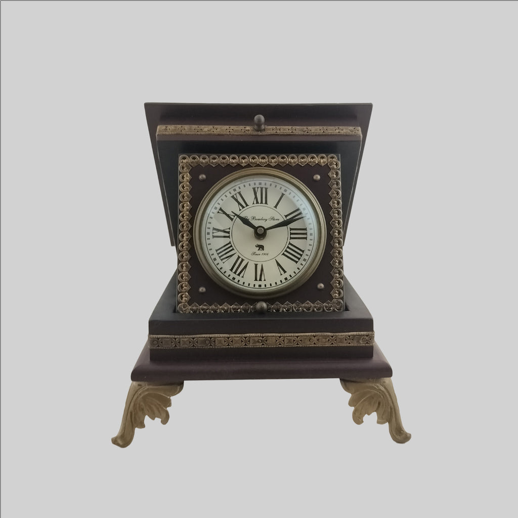 Metal Clock Fitted in Wooden Box 8 in