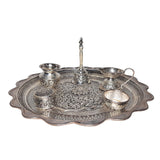 Afbeelding in Gallery-weergave laden, Silver Big Puja Thali (Set of 6 pcs)