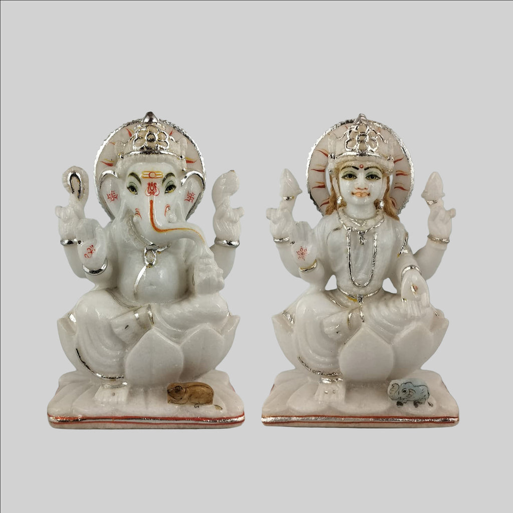 Marble Ganesh & Laxmi Set 8 in