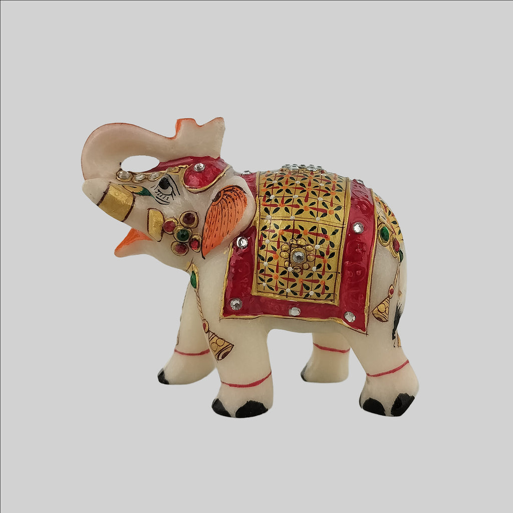 Marble Elephant with Gold Colour Work 4 in