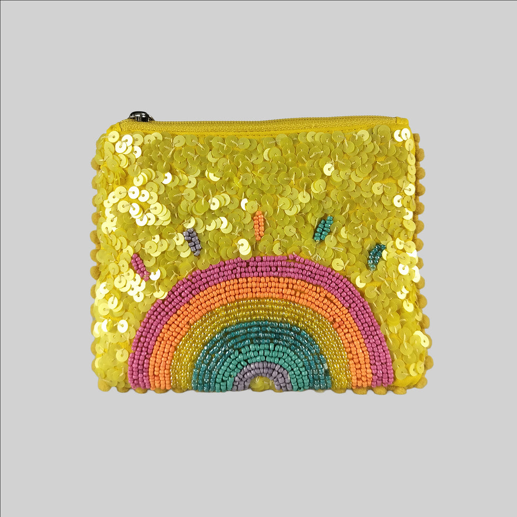 Rainbow Beaded Coin Pouch