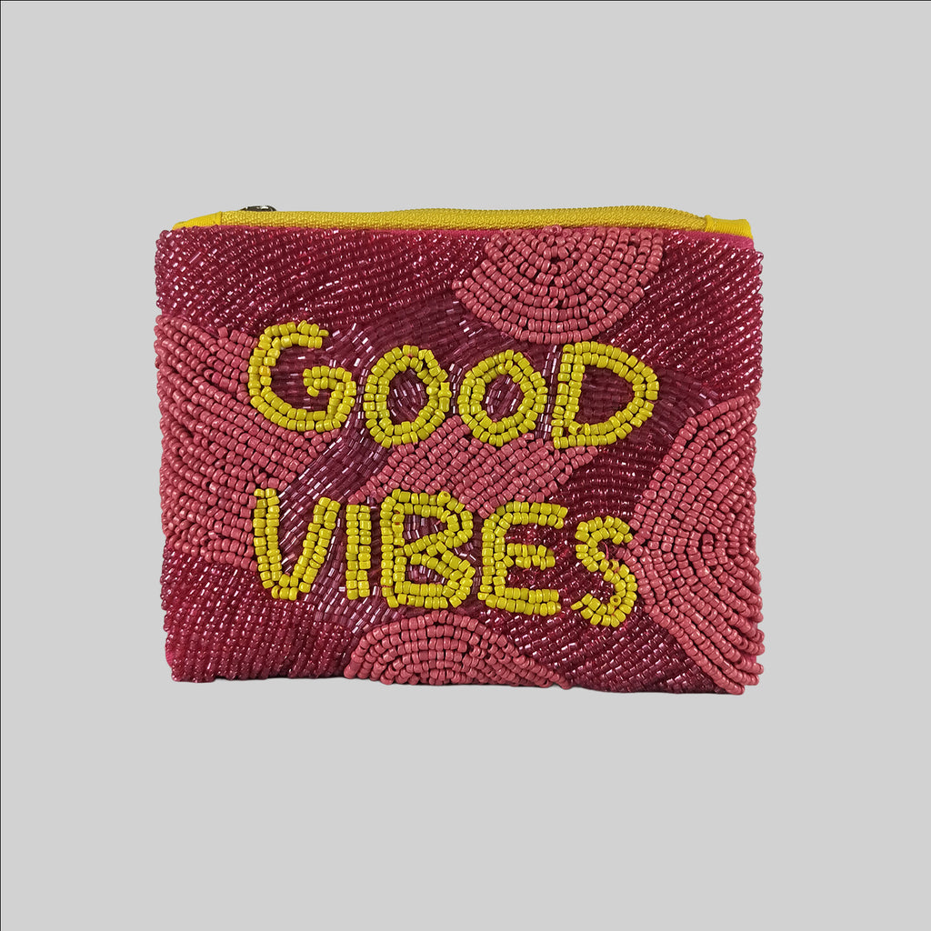 Good Vibes Beaded Coin Pouch