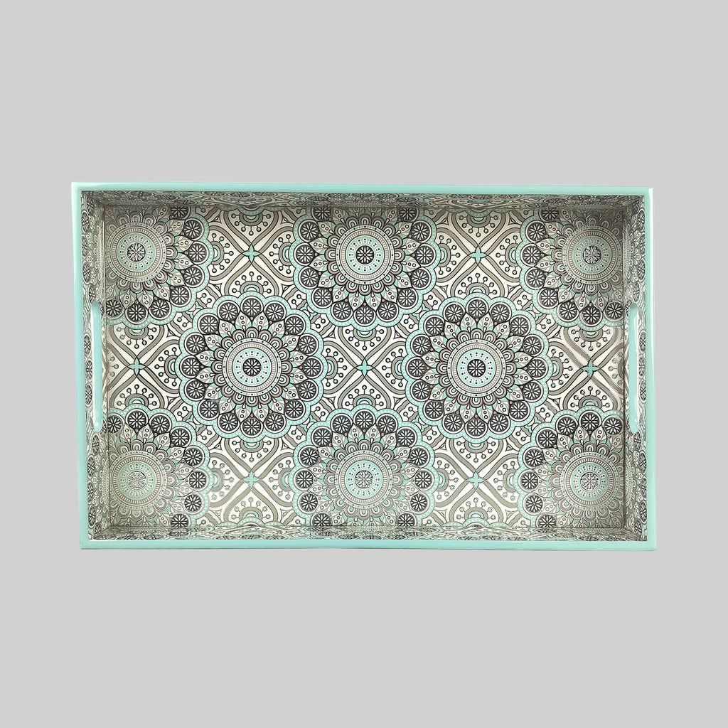 Mint Green Medium Tray with Silver Foiling