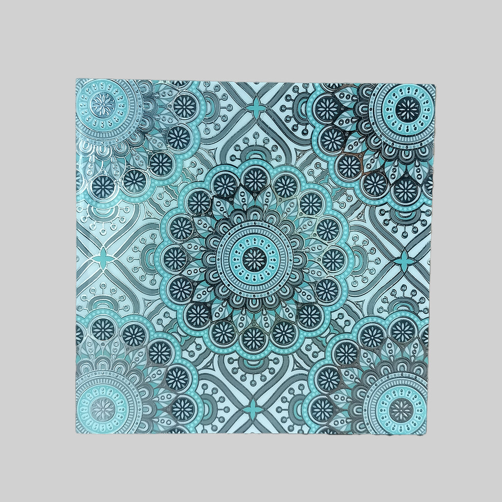 Mint Silver Enamel Square Trivet with Gold Foiling