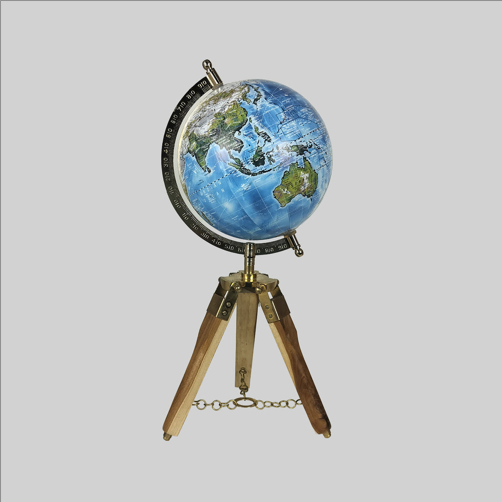 Globe with Wooden Tripod Stand 6 in