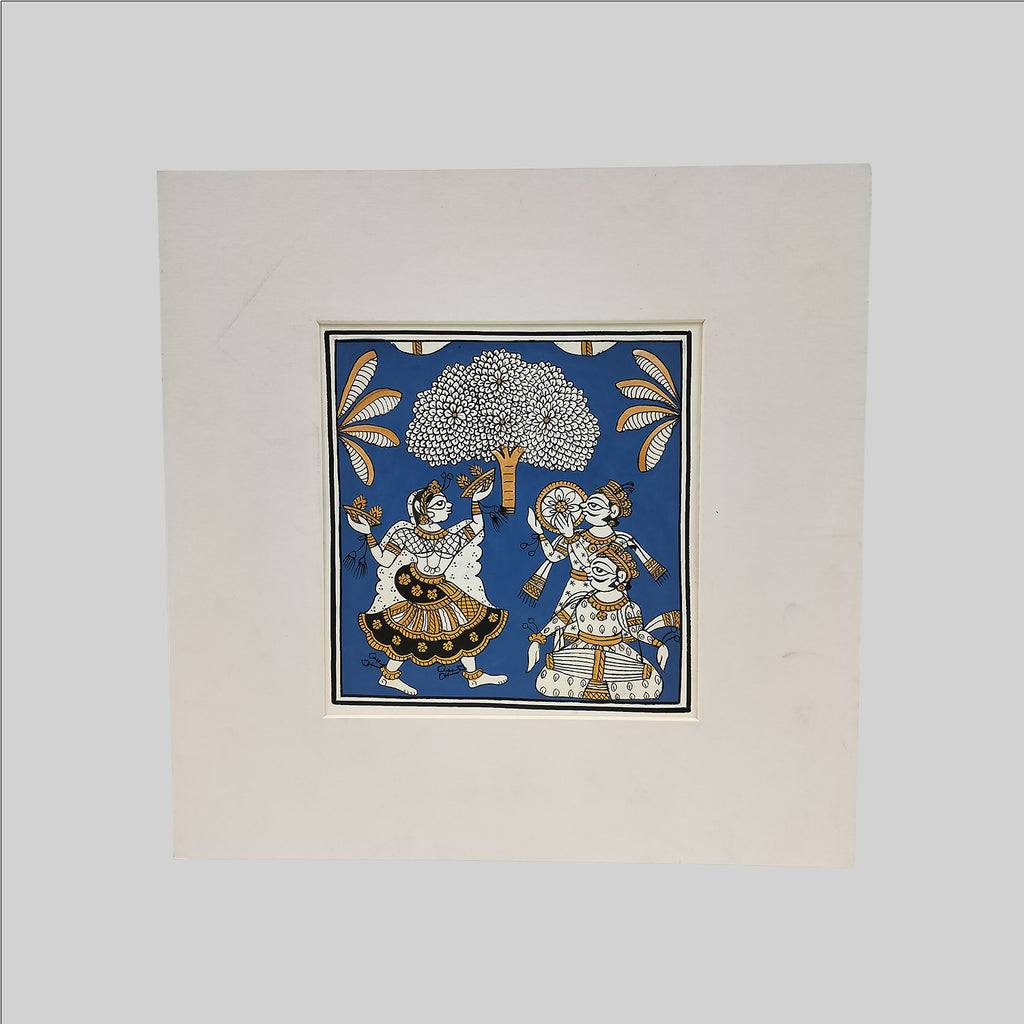 Phad Traditional Dancing Painting (Mount) - 9.5 in x 9.5 in