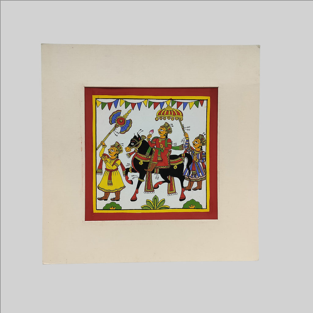 Phad Raja Ki Sawari Painting (Mount) - 9.5 in x 9.5 in