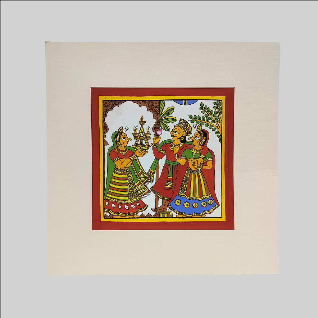 Phad Welcoming Painting (Mount) - 9.5 in x 9.5 in