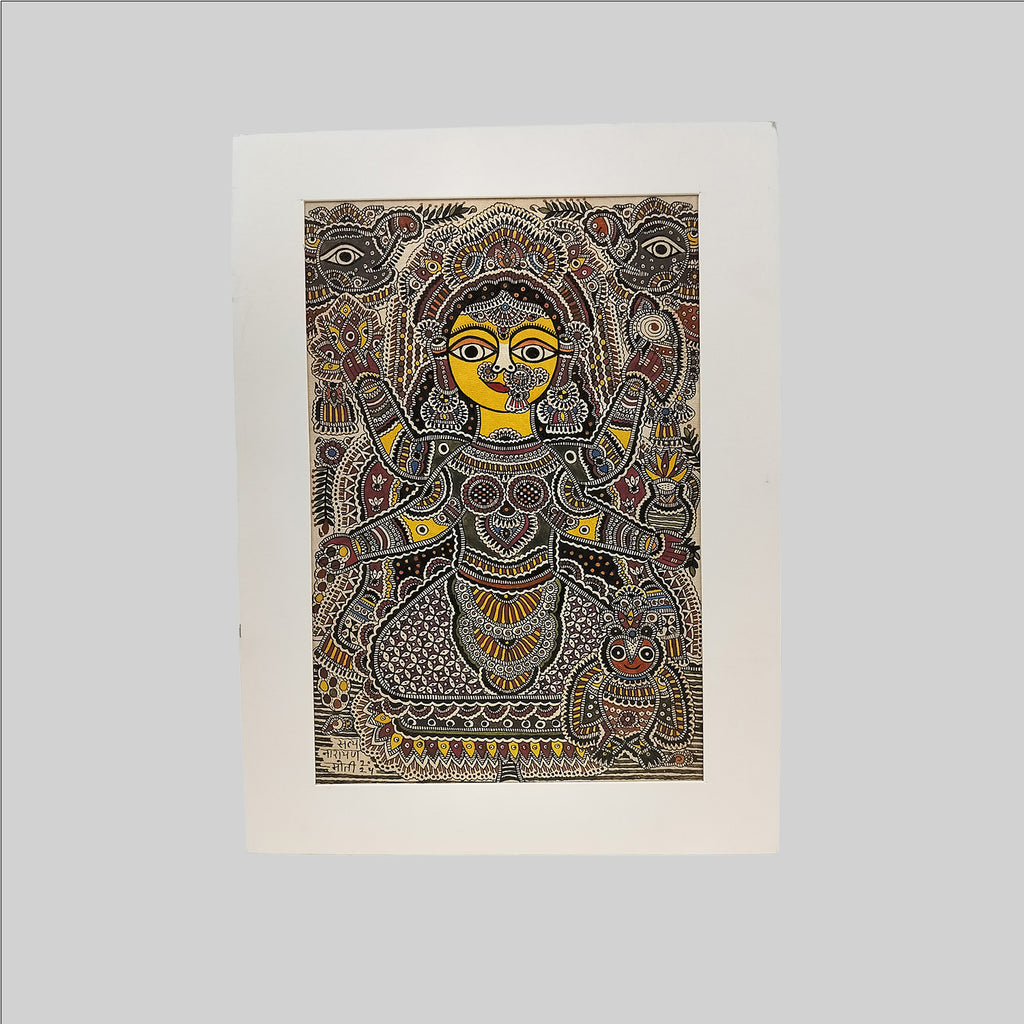 Madhubani Laxmi Painting (Mount) - 11 in x 8 in