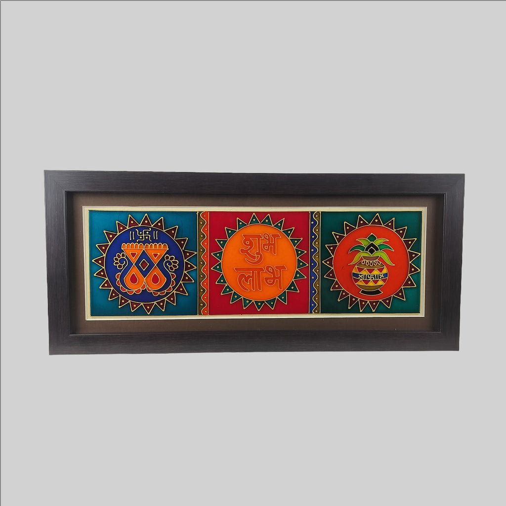Auspicious Handpainted Glass Frame 20 cm x 20 cm