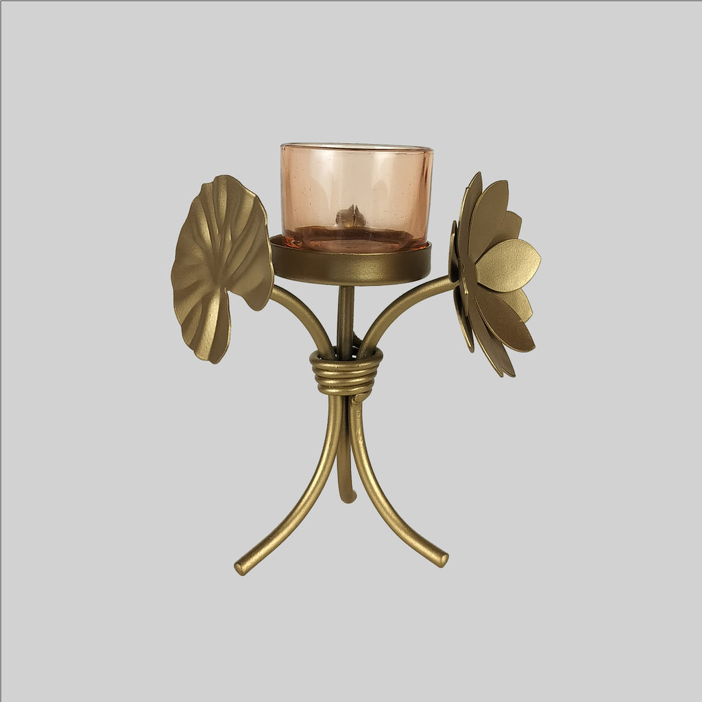 Floral Glass T-Light Holder