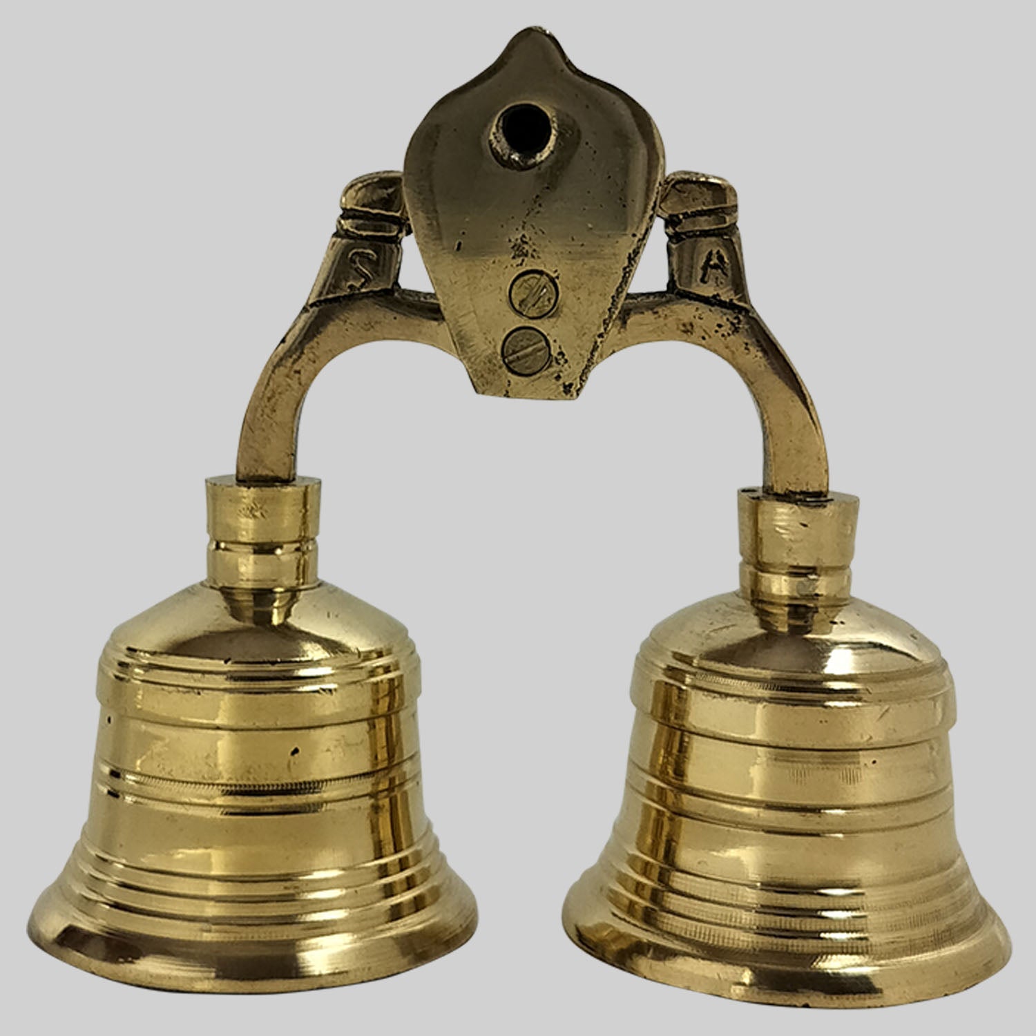 Two Bell Instrument Call The Bombay Store Brass Double Bell 5 in x 5 in