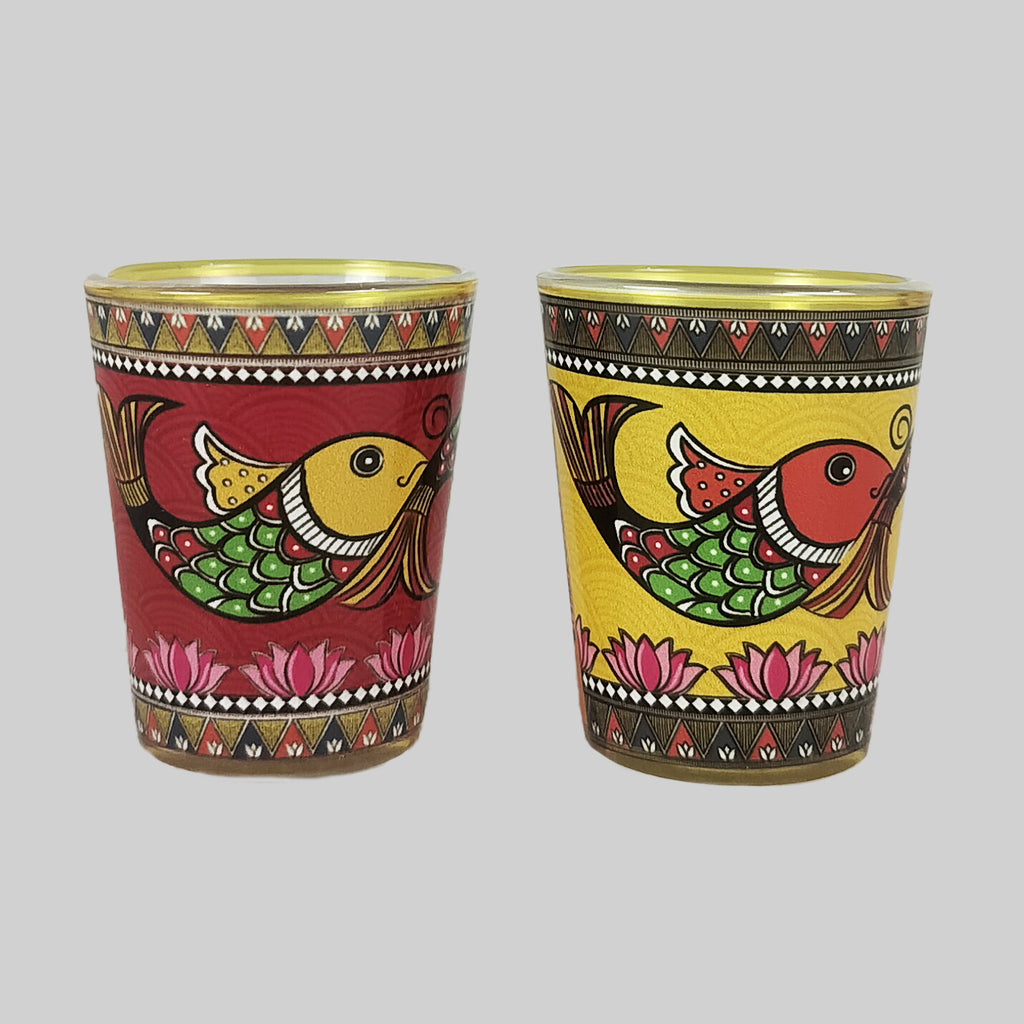 Madhubani Shot Glasses Set of 2 (30 ml each)