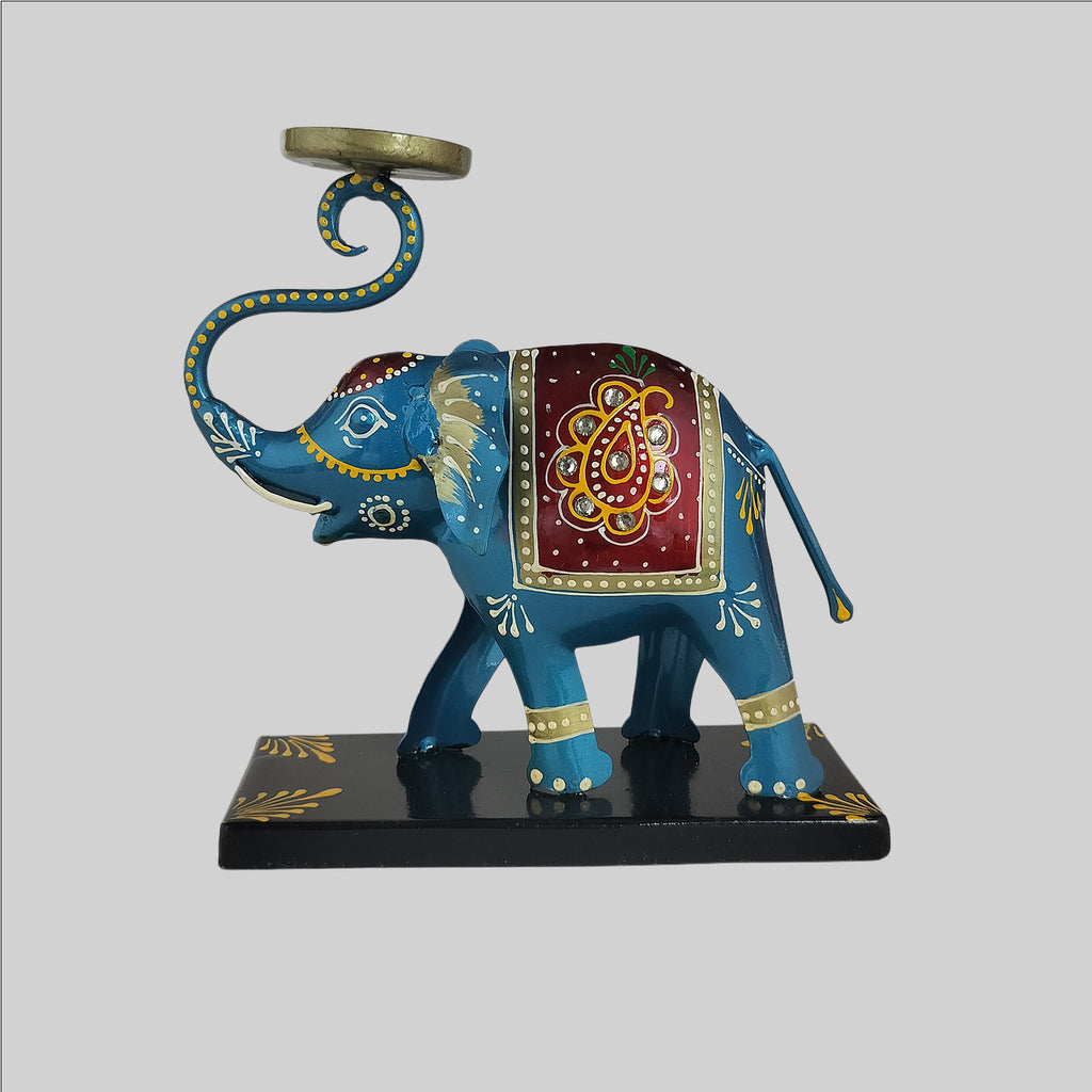 Small Hand Painted Elephant T- Lite Holder 6 in