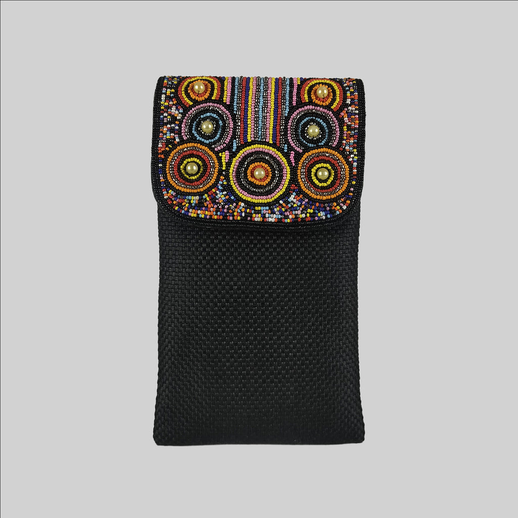 Black Beaded Mobile Sling Bag