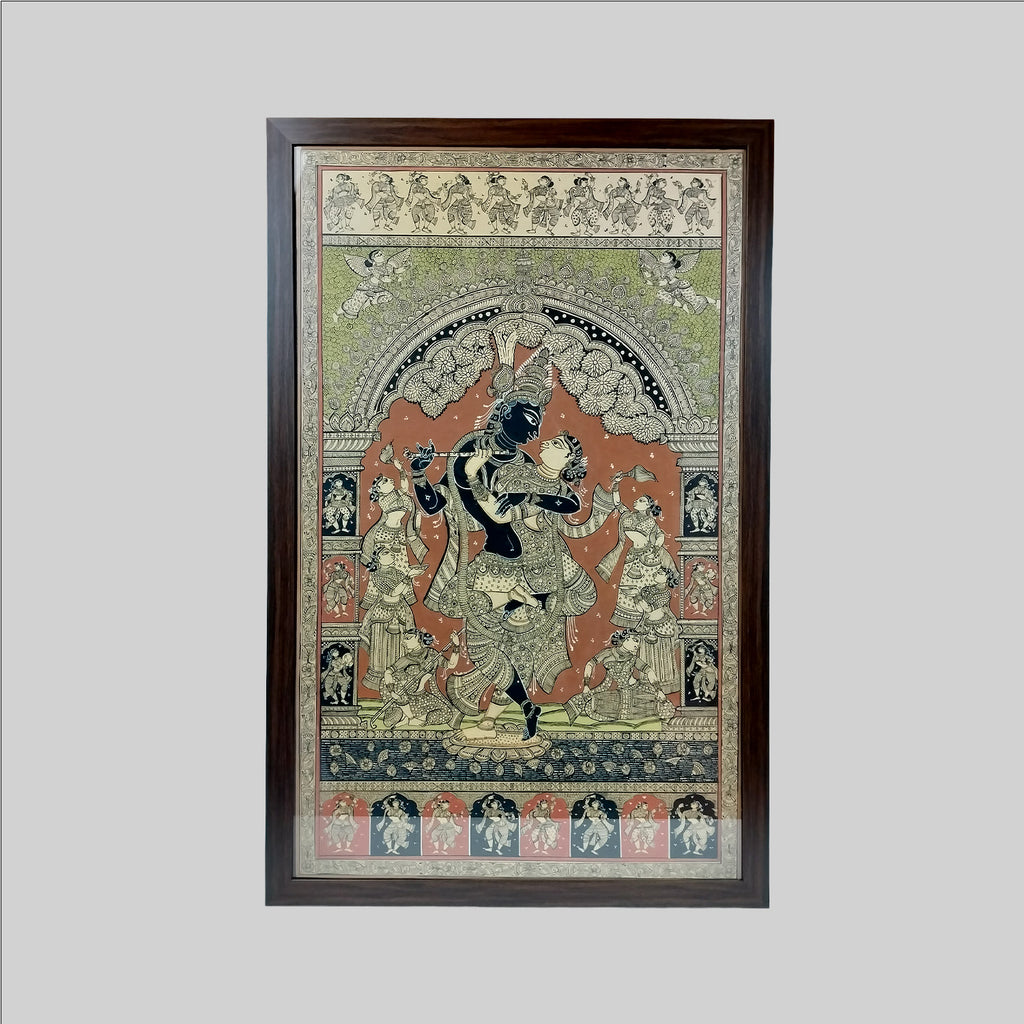 Pattachitra Krishna Painting (Mount) - 33 in x 48 in