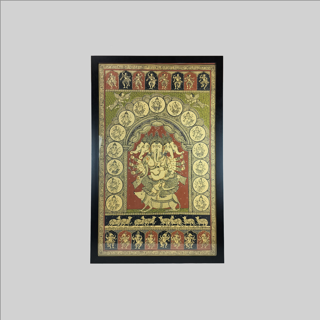 Pattachitra Ganesha Painting (Mount) - 33 in x 48 in