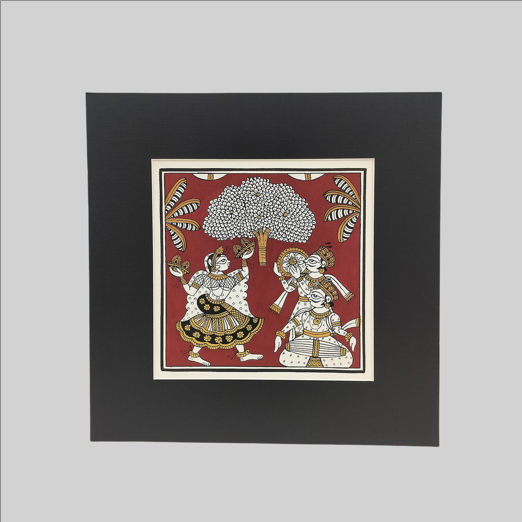 Phad Rajasthani Dance Painting (Mount) - 9.5 in x 9.5 in
