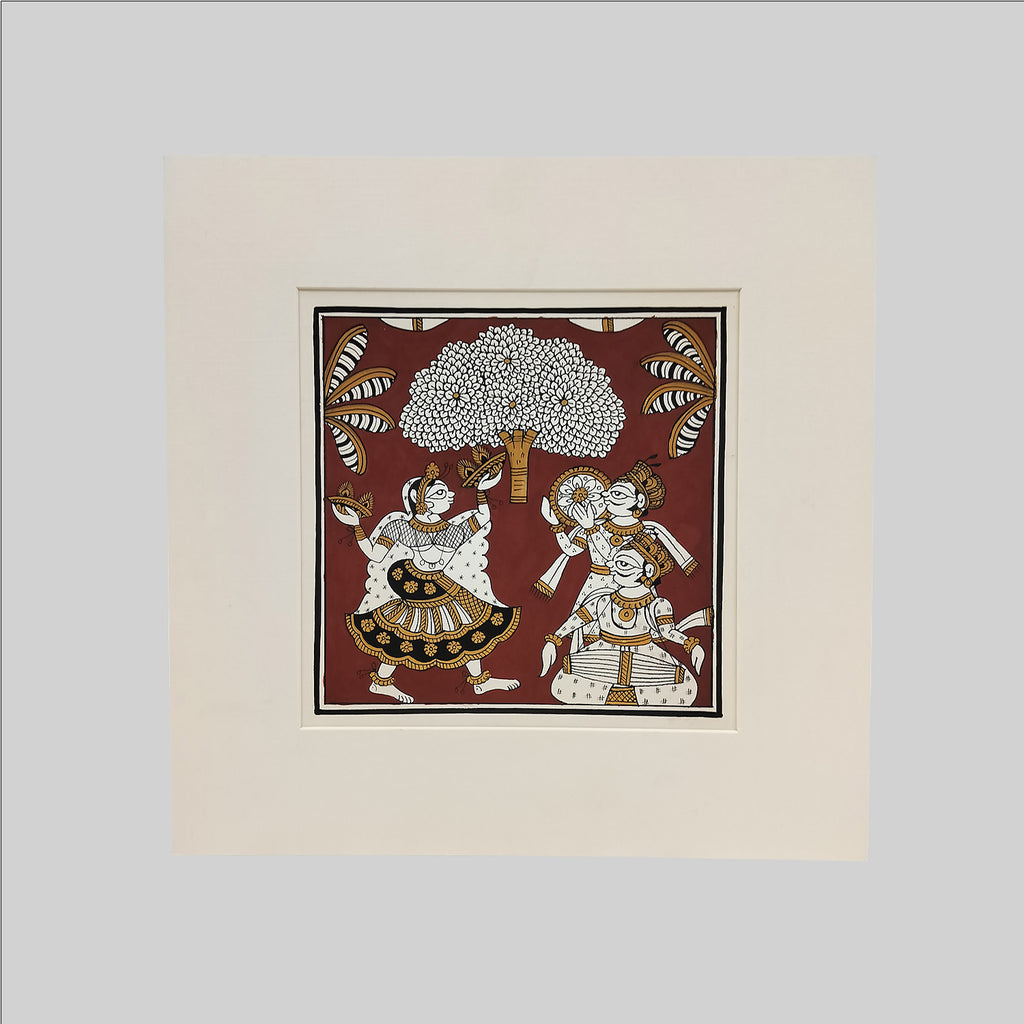 Phad Rajasthani Dance Painting (Mount) - 9.5 in x 9.5 in