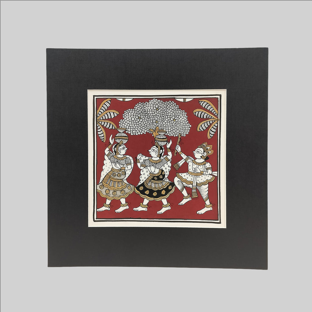 Phad Krishna Leela Painting (Mount) - 9.5 in x 9.5 in