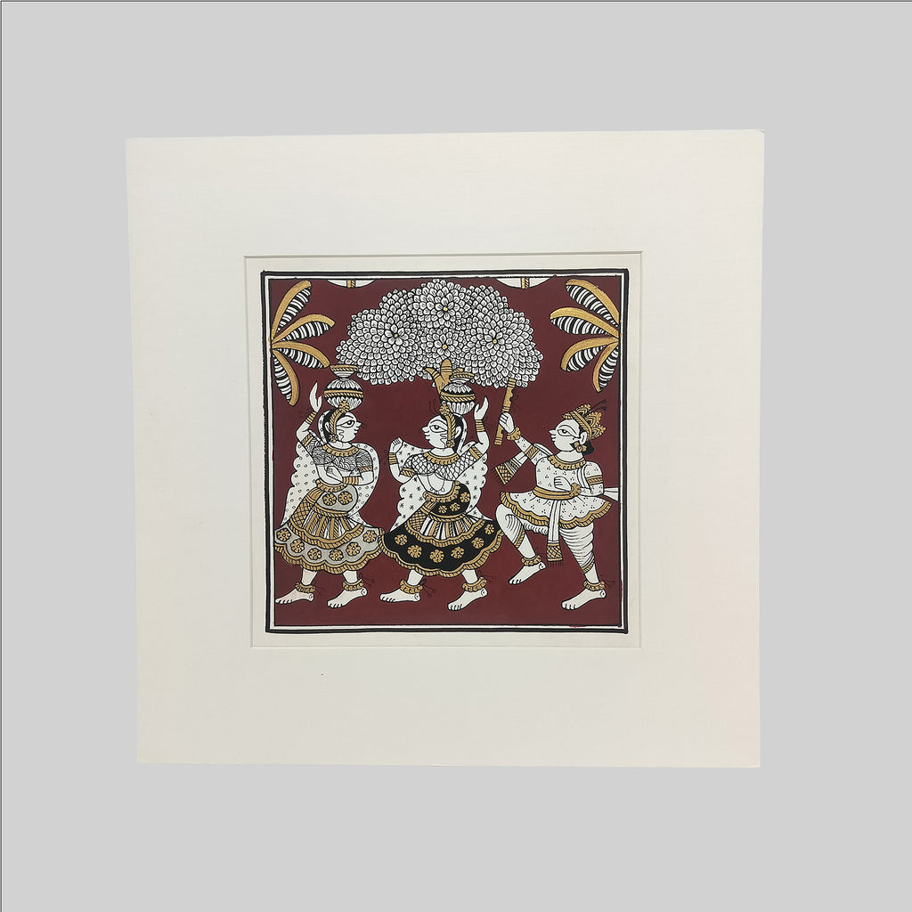 Phad Krishna Leela Painting (Mount) - 9.5 in x 9.5 in