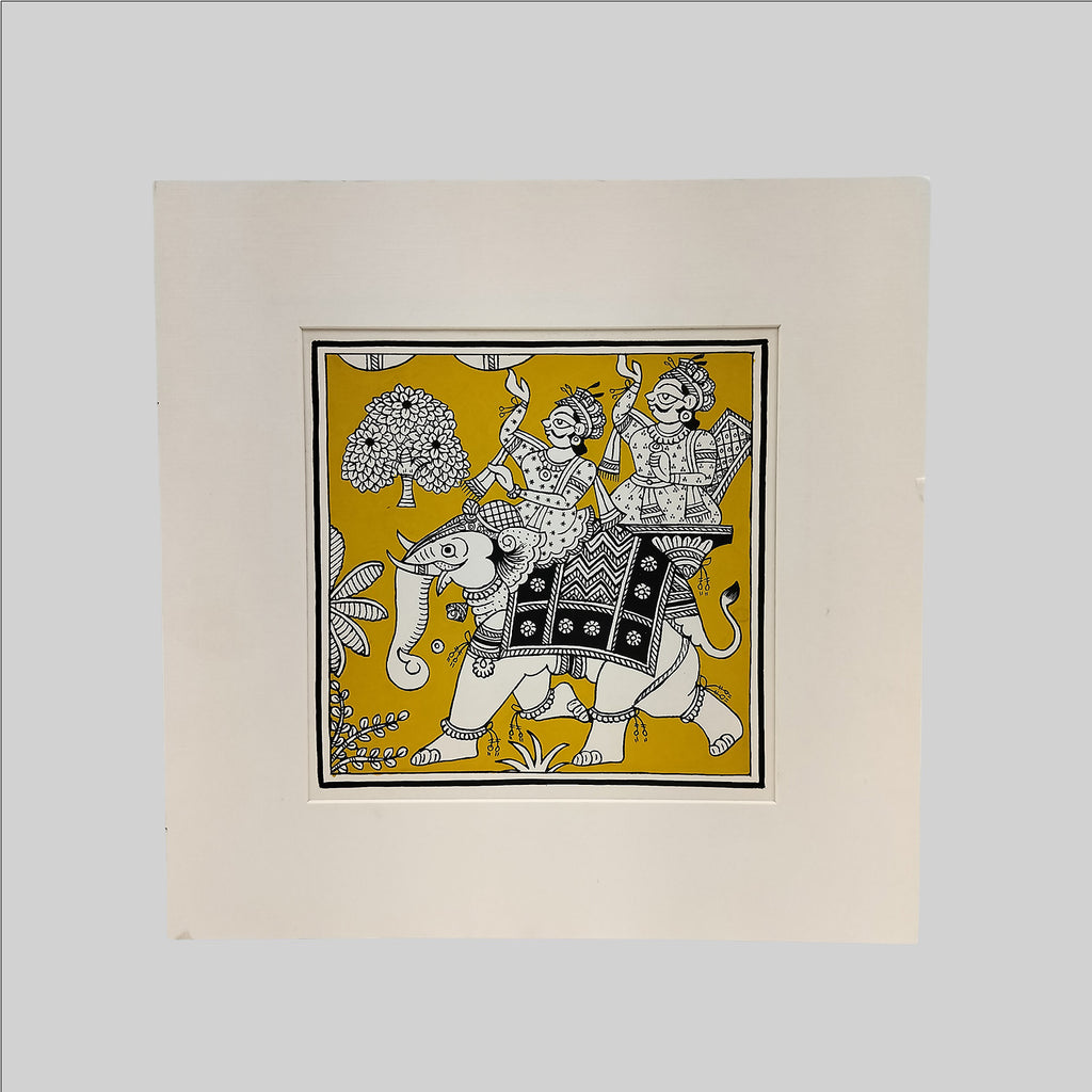 Phad Royal Procession Painting (Mount) - 9.5 in x 9.5 in