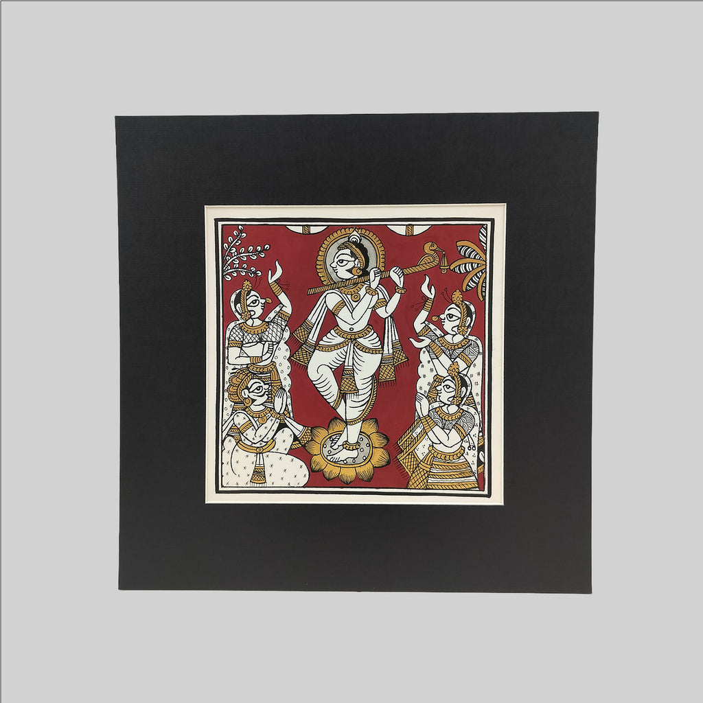 Phad Shree Krishna Painting (Mount) - 9.5 in x 9.5 in