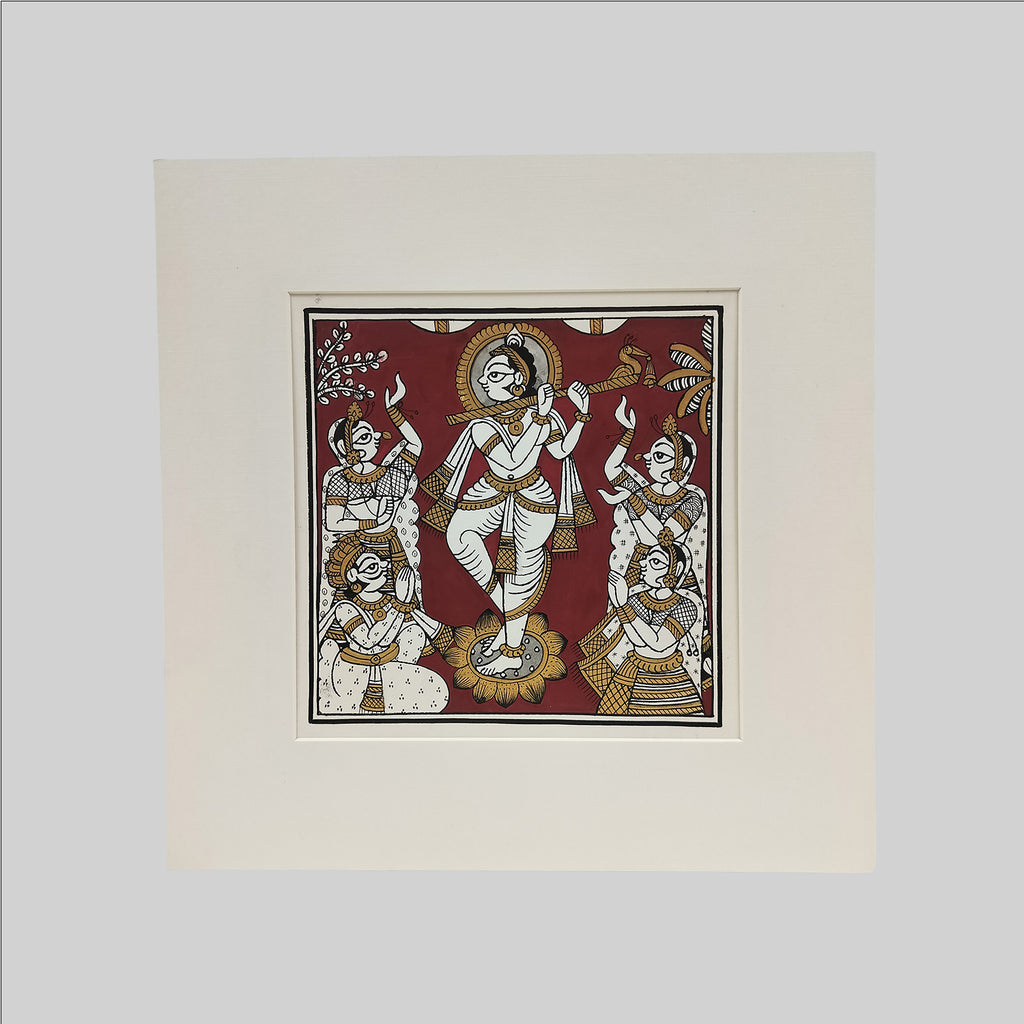 Phad Shree Krishna Painting (Mount) - 9.5 in x 9.5 in