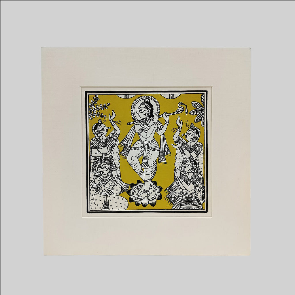 Phad Shree Krishna Painting (Mount) - 9.5 in x 9.5 in
