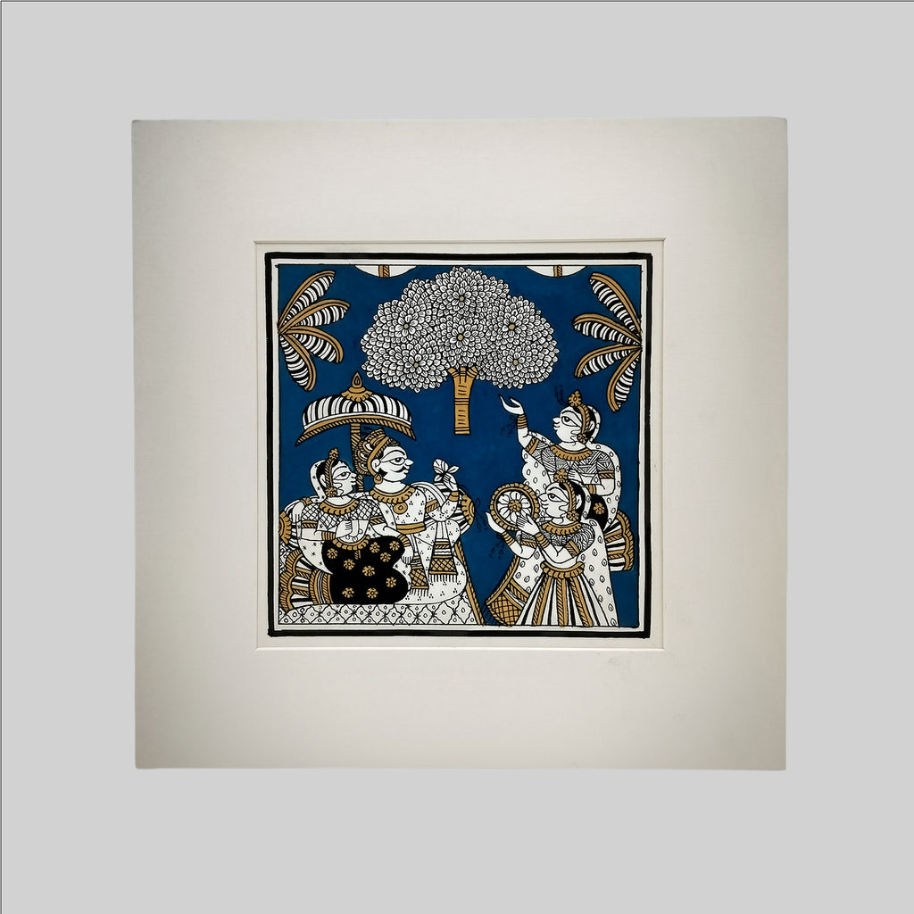 Phad Traditional Music & Dancing Painting (Mount) - 9.5 in x 9.5 in