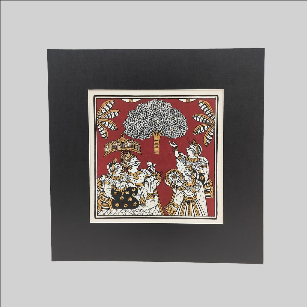 Phad Traditional Music & Dancing Painting (Mount) - 9.5 in x 9.5 in