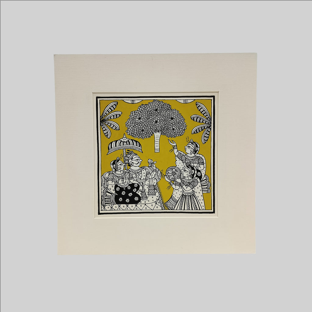 Phad Traditional Music & Dancing Painting (Mount) - 9.5 in x 9.5 in