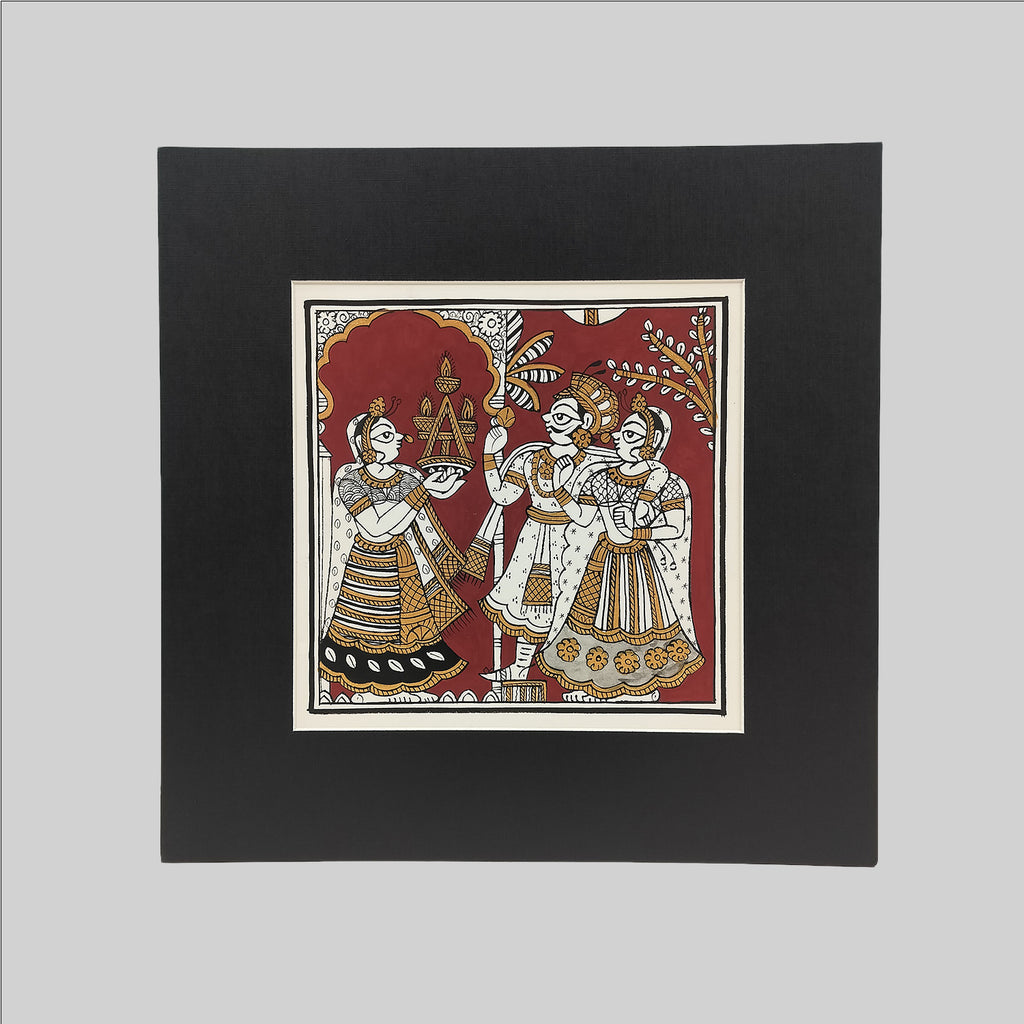 Phad Welcoming Painting (Mount) - 9.5 in x 9.5 in