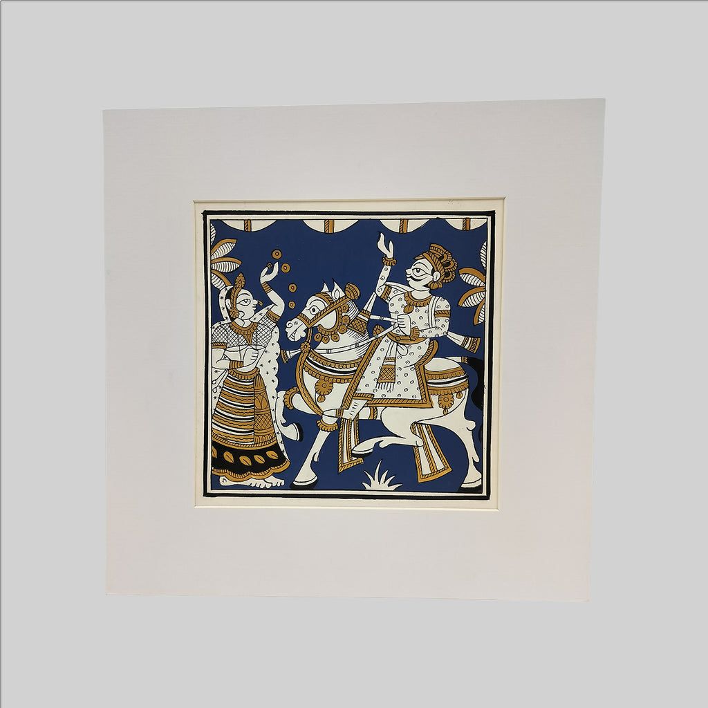 Phad Welcoming with Horse Painting (Mount) - 9.5 in x 9.5 in