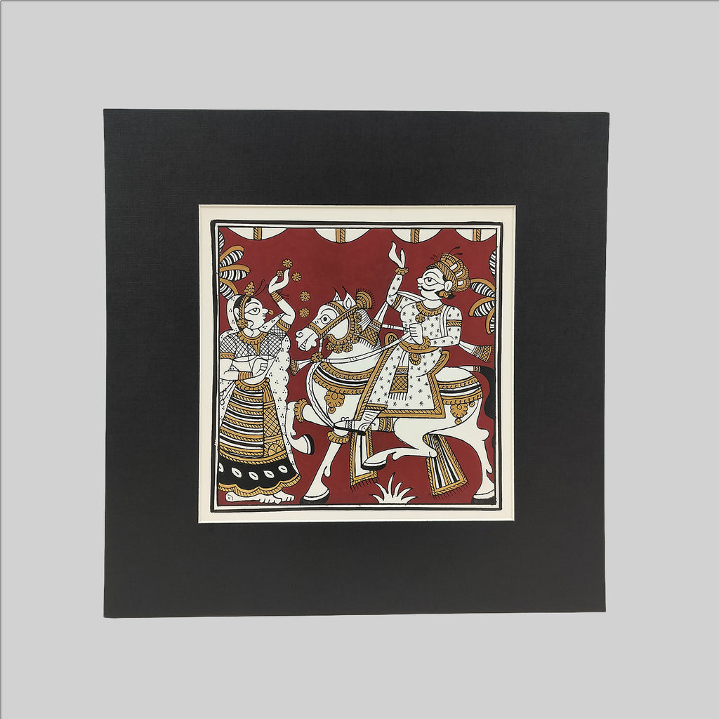 Phad Welcoming with Horse Painting (Mount) - 9.5 in x 9.5 in