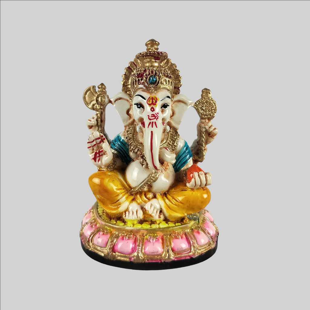 Resin Ganesh on Lotus Base 3.5 in