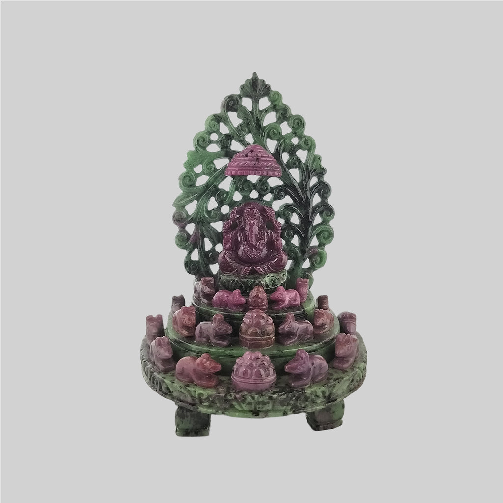 Ruby Zoisite Stone Ganesha 6 in