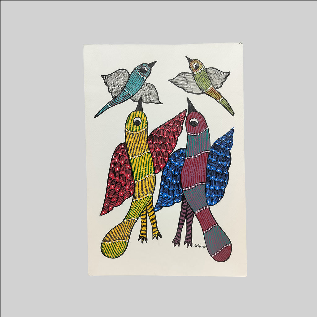 Gond Painting (Mount) - 11 in x 7.5 in