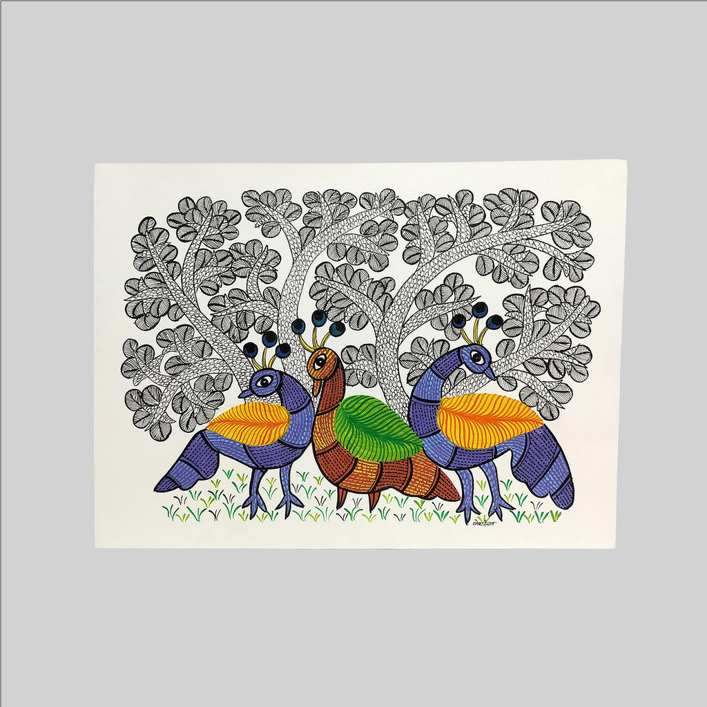 Gond Painting (Mount) - 11 in x 14 in